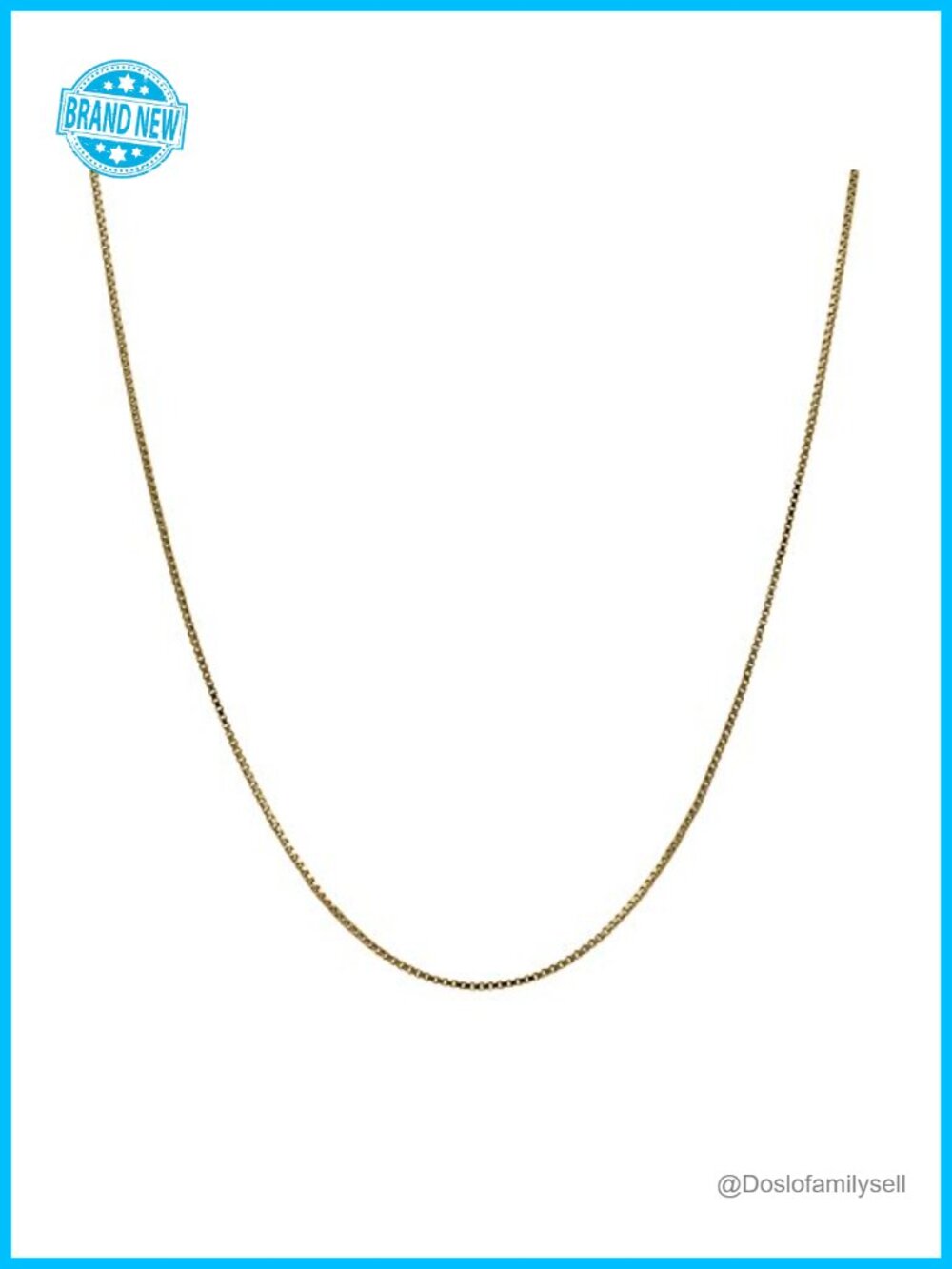 14K Solid Yellow Gold Box Chain Necklace 0.5mm 16" Spring Ring Clasp